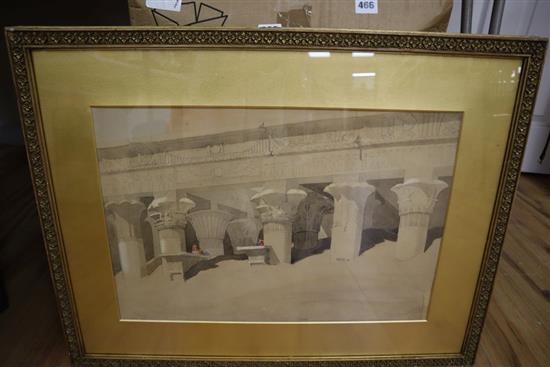 After David Roberts, pair of watercolours, Studies of Egyptian temples, Easthor 1842, 36 x 52cm (frames differ)